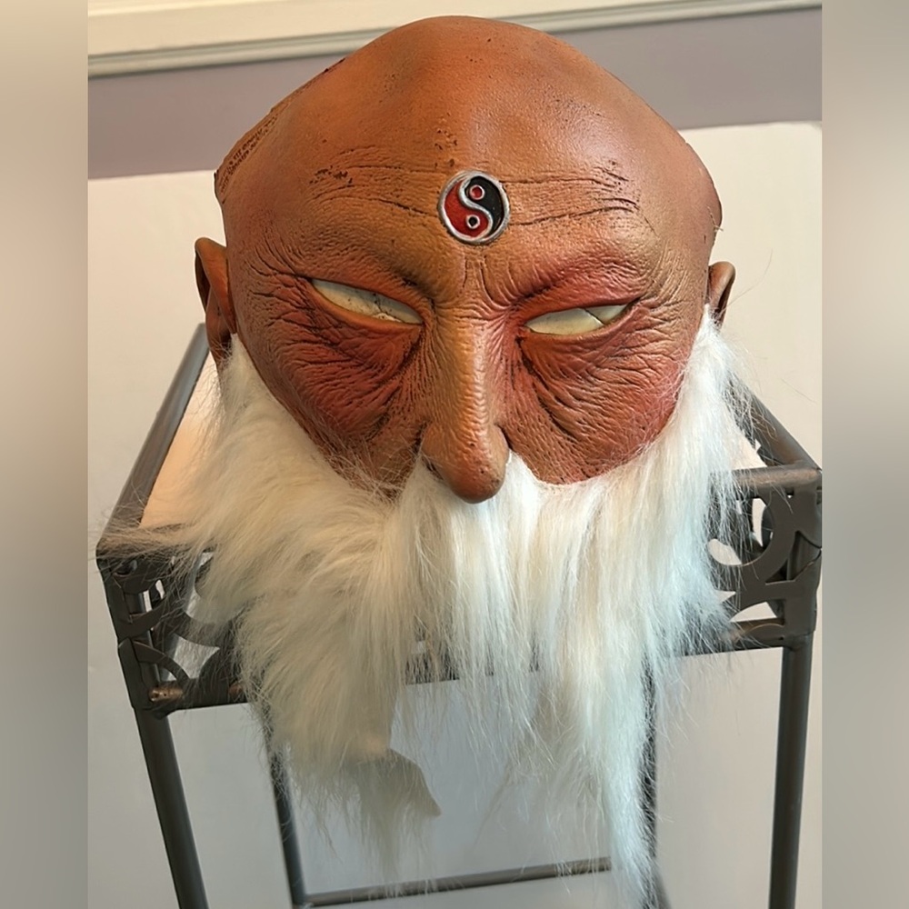Vintage Sensei Yin Yang bearded old man Confucius dress up Halloween mask